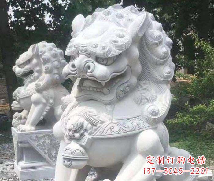 广西企业景观大理石狮子石雕 (4)