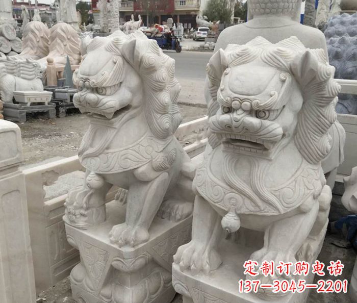 广西企业景观大理石狮子石雕 (6)