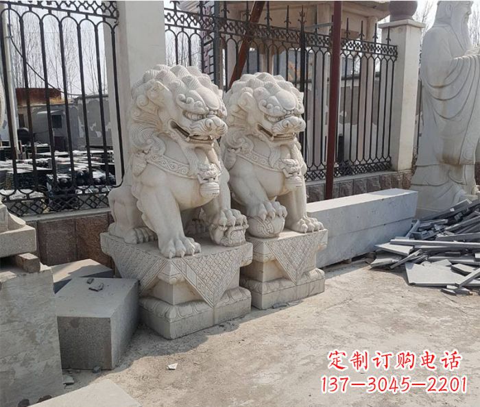 广西大理石狮子雕塑,充满豪迈气派