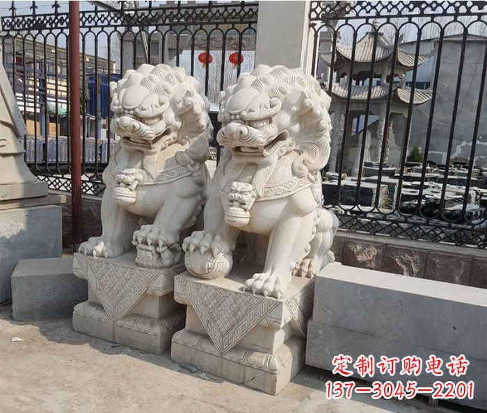广西中领雕塑:精美大理石狮子雕塑