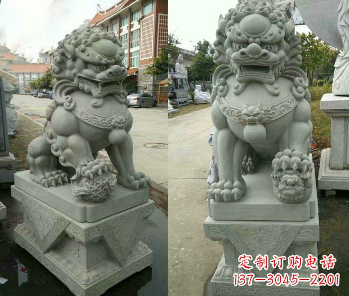 广西大理石狮子石雕——雕塑定制中的艺术精品