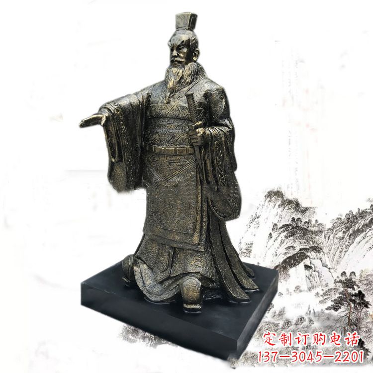 广西精美秦始皇玻璃钢仿铜雕塑