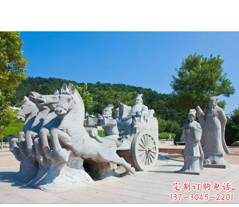 广西秦始皇坐马车石雕悉心打造雕塑艺术之精髓
