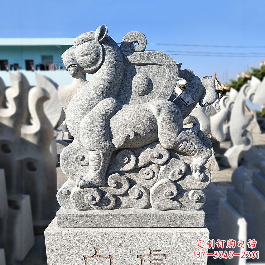 广西青龙白虎动物雕塑-上古四神兽石雕之白虎