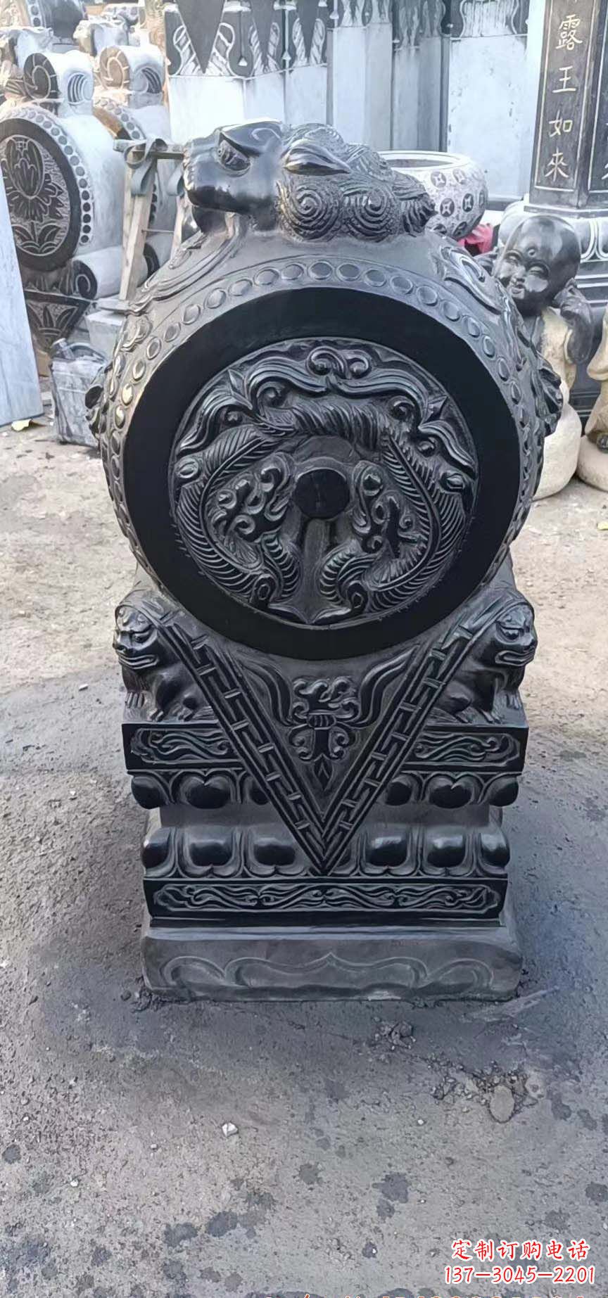 广西门墩石雕,营造青石抱鼓石之美