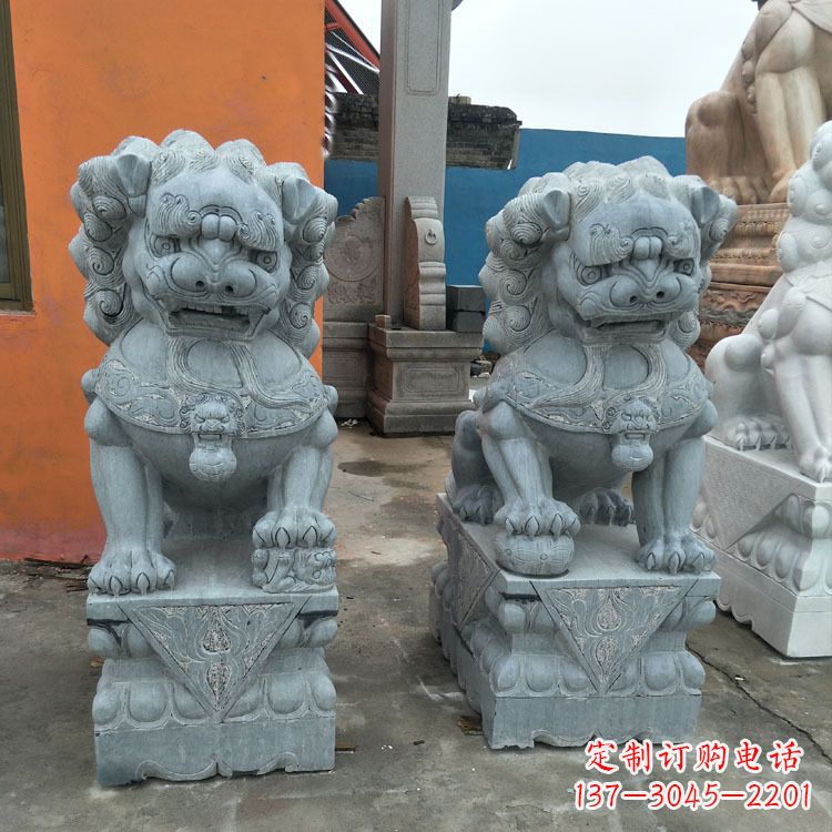 广西精美的青石北京小狮子雕塑