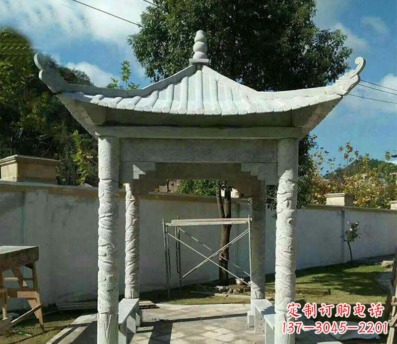 广西青石单层四角凉亭