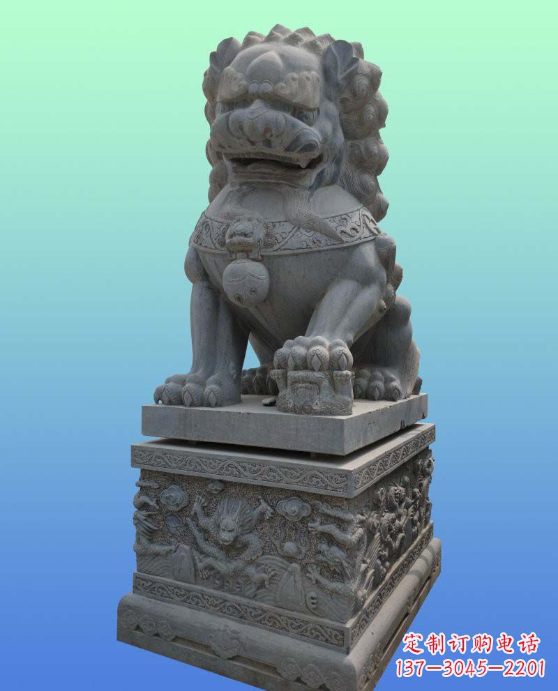 广西传统工艺与现代美感完美结合的青石狮子雕塑