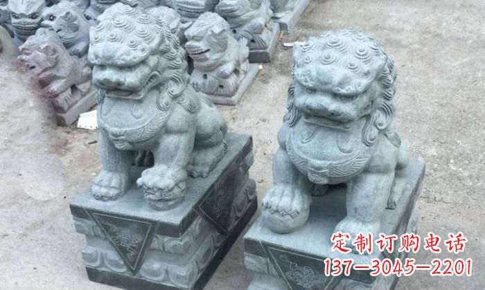 广西青石仿古北京小狮子门口石雕