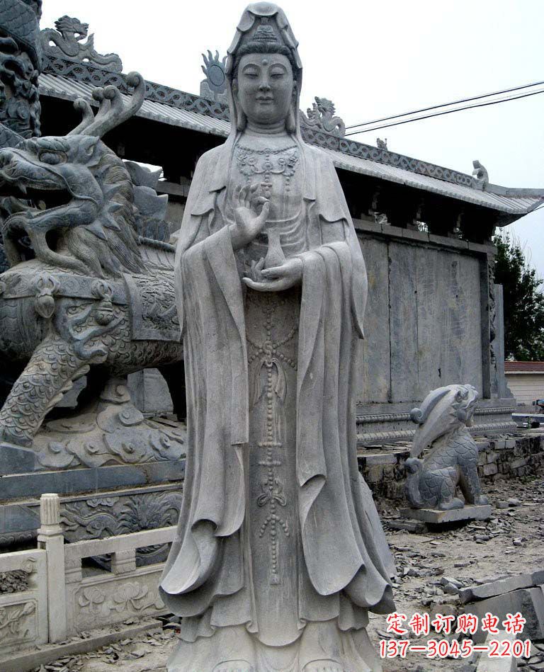 广西青石仿古观音雕像|传承古代神话传统