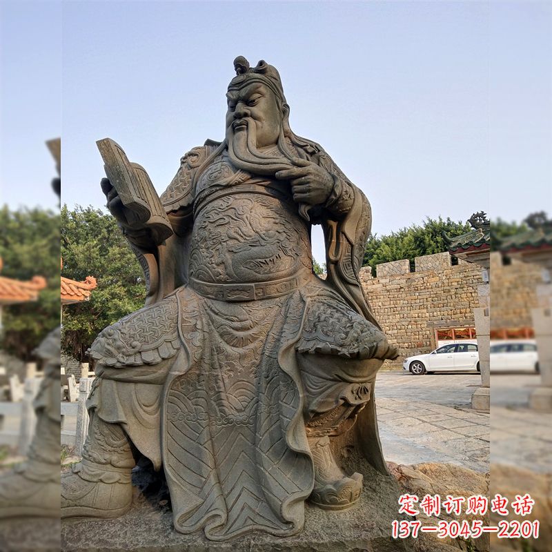 广西青石关公雕塑,让您的家居更加古典优雅