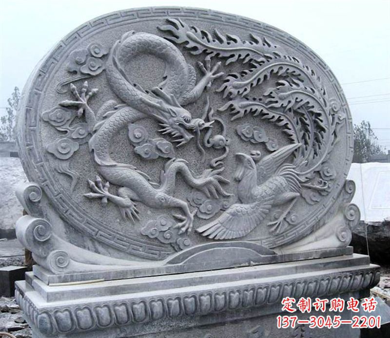 广西青石古典美——龙凤呈祥雕塑