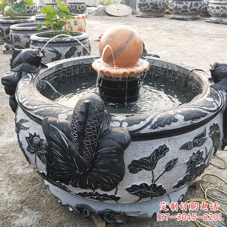 广西青石鱼缸雕塑,装点您的生活