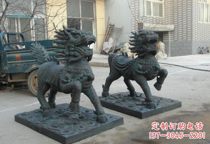 广西青铜立式麒麟雕塑