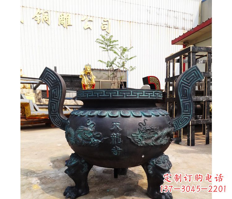广西精美青铜寺庙广场香炉雕塑