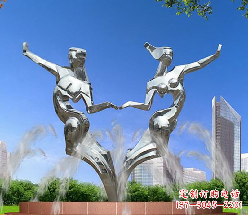 广西爱情镌刻,不锈钢抽象情侣雕塑