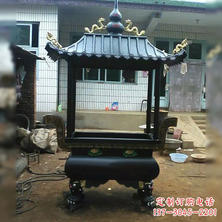广西中领雕塑精美全铜香炉古典雕塑