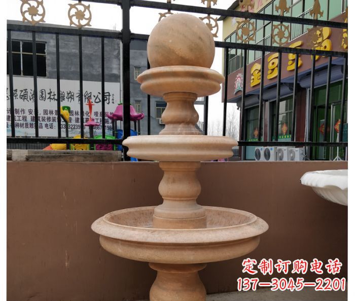 广西风水球石雕,晚霞红别墅装饰精品