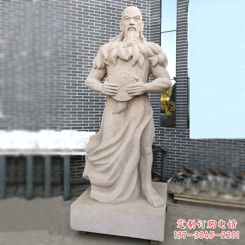 广西手工雕刻伏羲石雕塑像