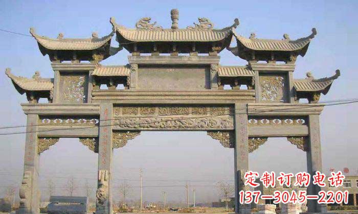 广西特色街角石雕牌坊精致典雅的装点