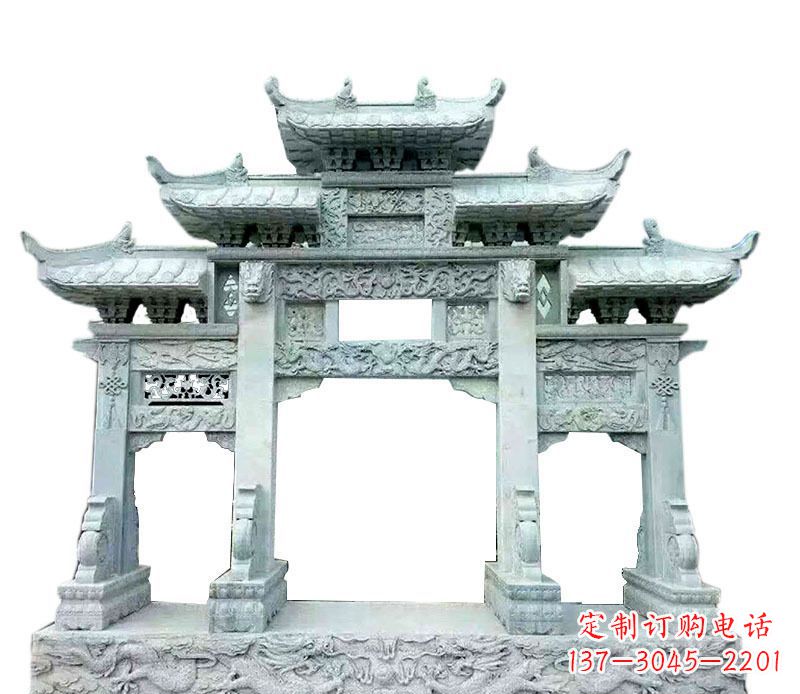 广西中领雕塑仿古牌坊石雕定制