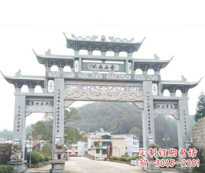 广西三门五楼石牌坊石雕