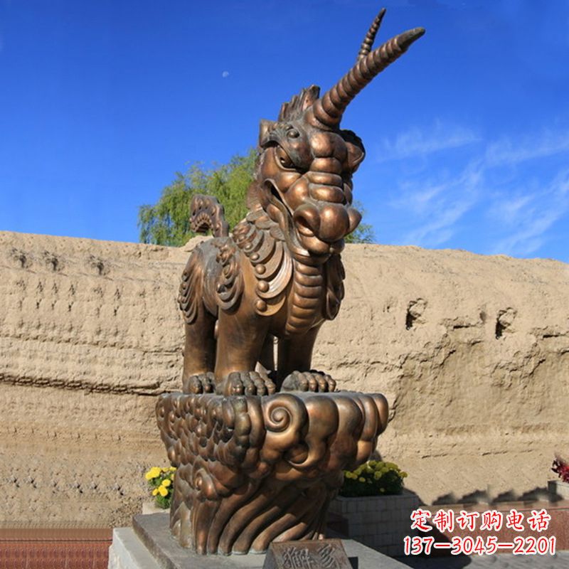 广西神兽獬豸古铜雕塑摆件
