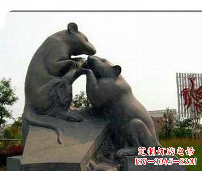 广西生肖动物老鼠石雕