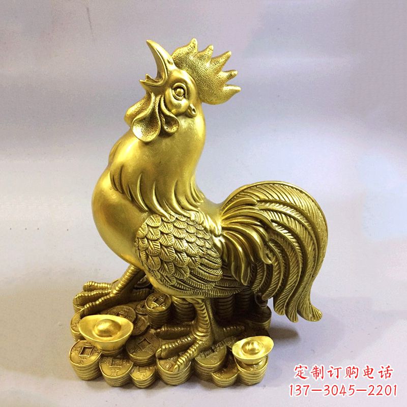广西风雅纯铜抓钱鸡雕塑