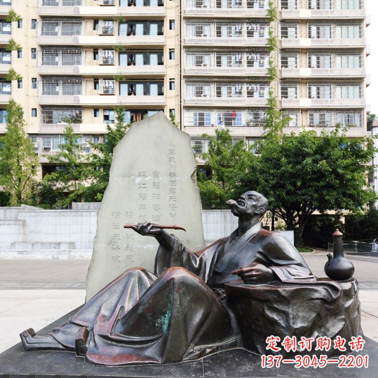 广西尊贵古朴的古代诗人情景雕塑——杜甫雕塑