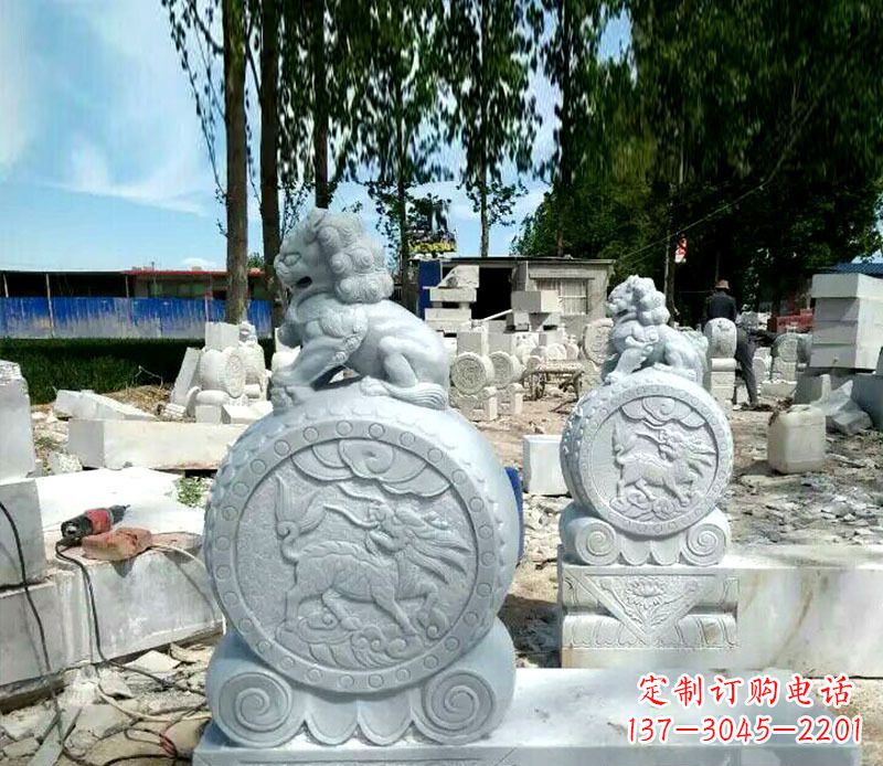广西狮子抱鼓石招财门墩石雕,铸就心愿