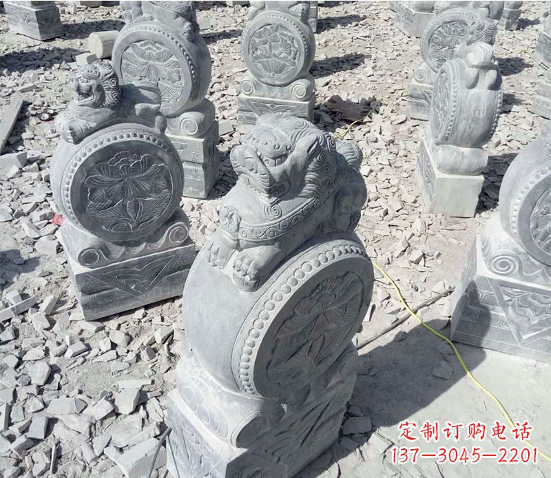 广西狮子抱鼓石招财门墩石雕,尊贵大气典雅