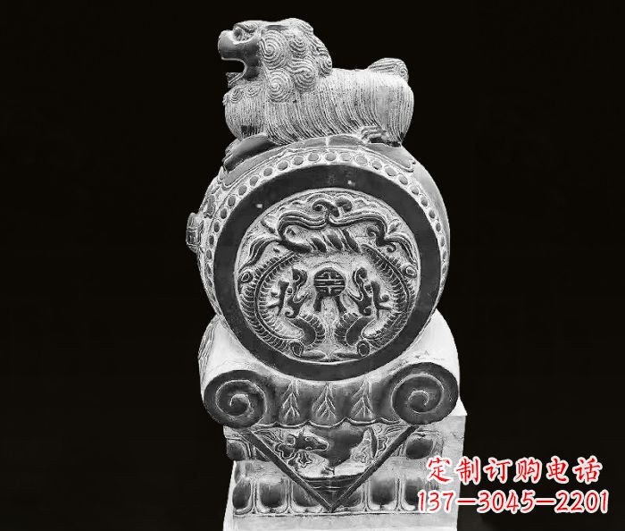 广西中领雕塑狮子石抱鼓仿古石门墩