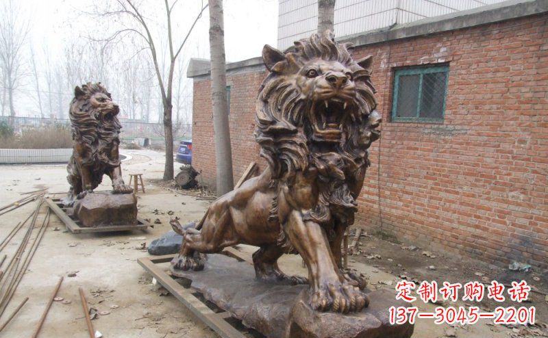 广西狮子企业动物铜雕