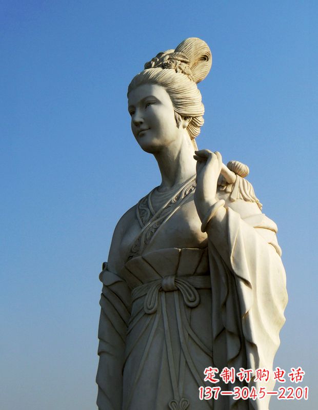 广西十二花神九月菊花庞苏汉白玉美女雕像