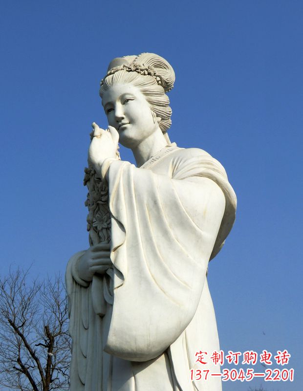 广西十二花神之三月桃花息夫人汉白玉精美美女雕像