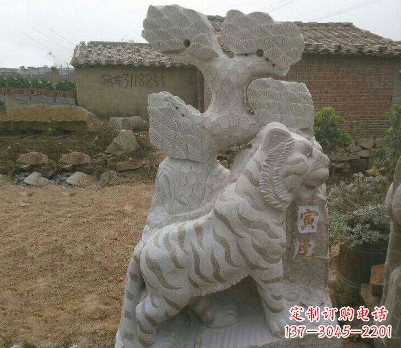 广西十二生肖动物老虎石雕