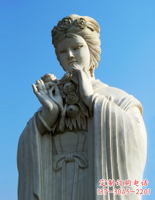 广西石榴之美——十二花神之五月石榴李氏汉白玉古代美女雕像