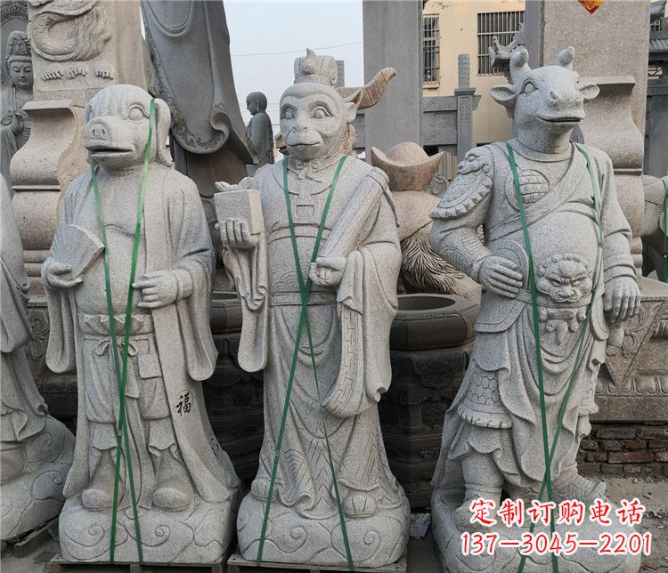 广西十二生肖兽身动物石雕