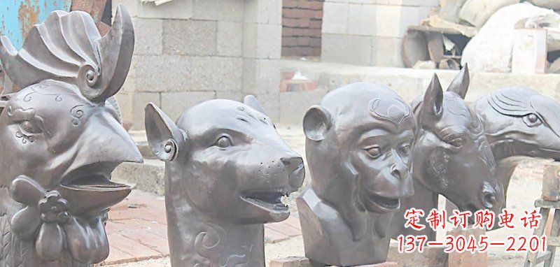 广西十二生肖兽首动物铜雕