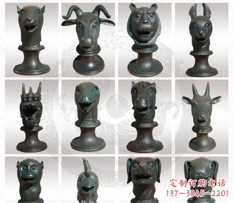 广西十二生肖兽首铜雕塑