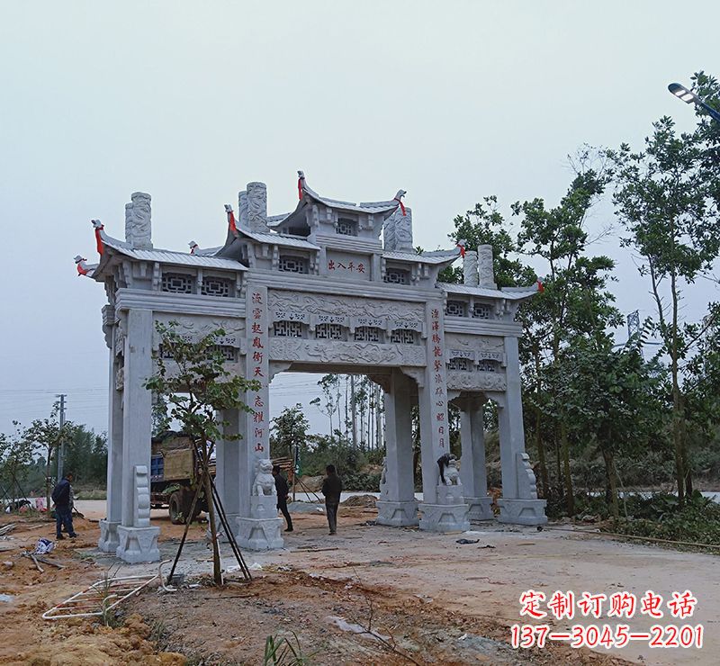 广西领雕塑专业定制仿古牌坊雕塑,拥有多年专业…