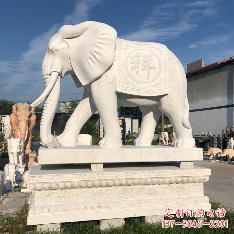 广西现代工艺石雕大象雕塑