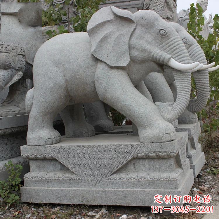 广西石雕大象园林雕塑