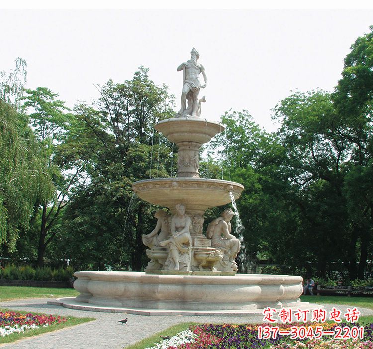 广西石雕跌水喷泉塑型,给园林增添美感