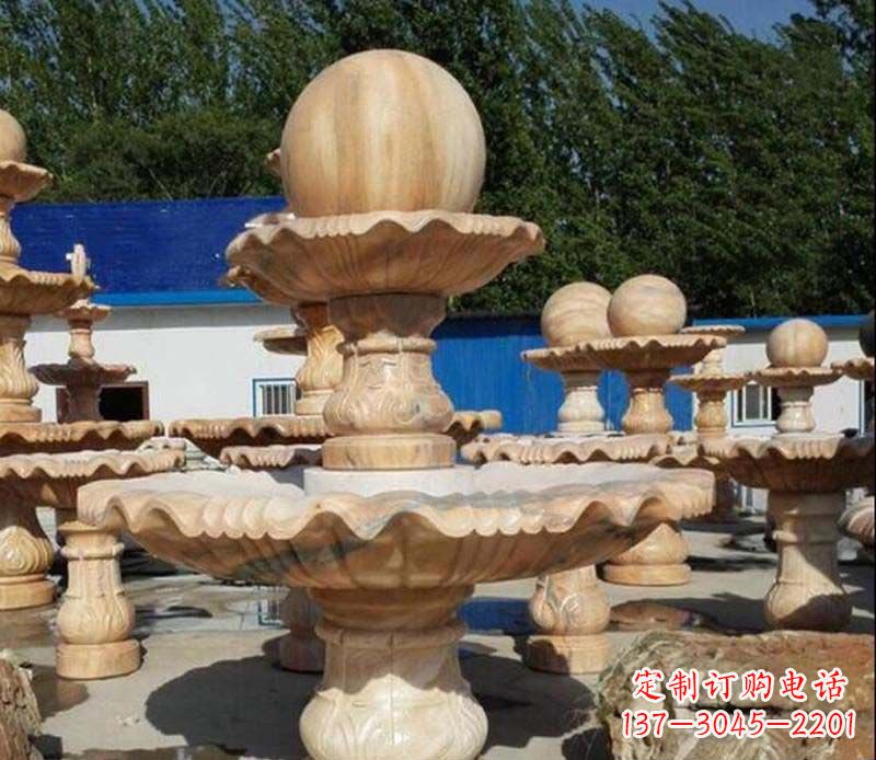 广西中领雕塑:英伦风格的玉石风水球雕塑