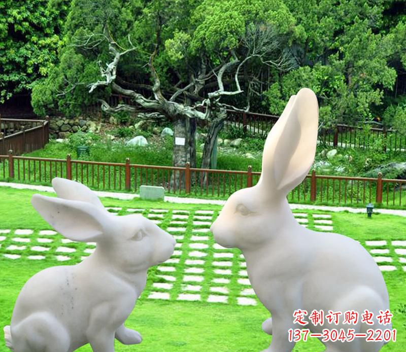 广西石雕公园动物兔子摆件