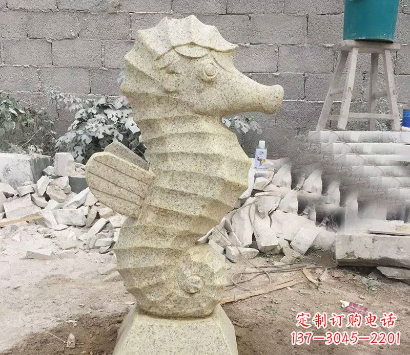 广西石雕公园动物海马摆件