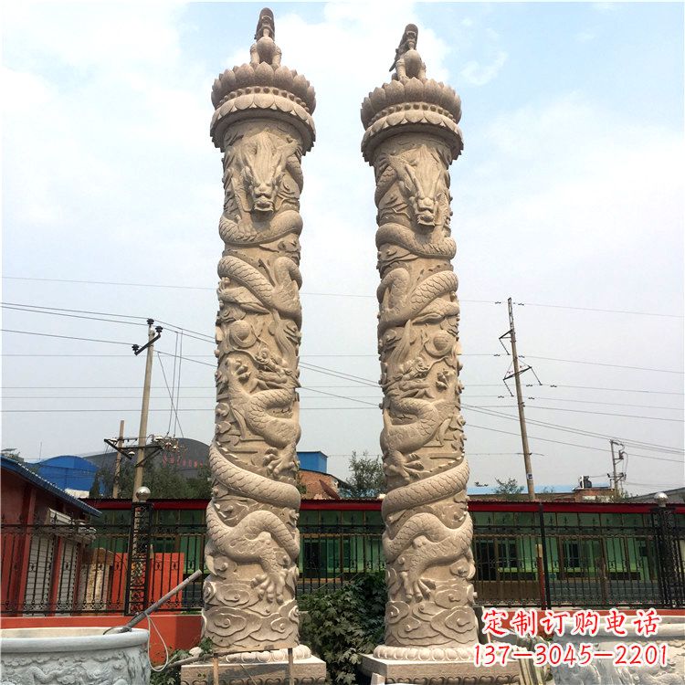 广西石雕华表盘龙柱,雕塑工艺的精美展示