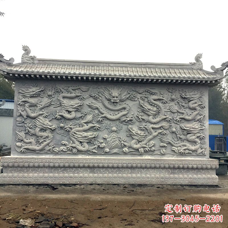 广西中领雕塑:精美九龙壁雕塑,添彩寺庙庭院